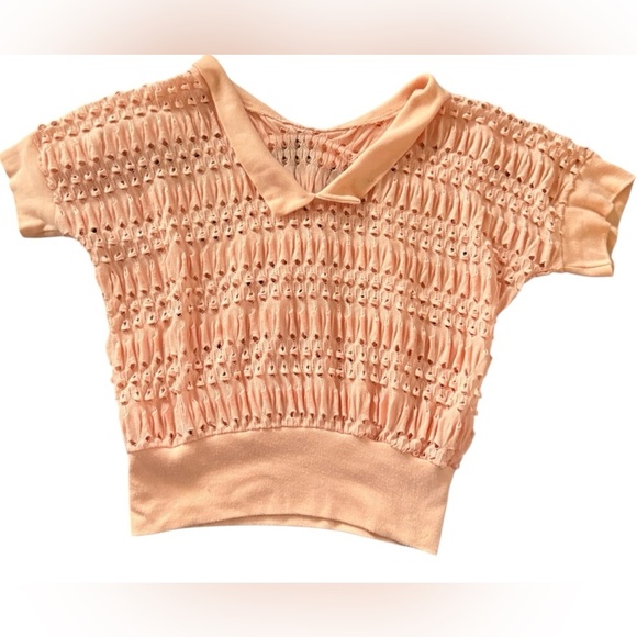Vintage Ken Ken Peach Textured Knit Top – One Size (Fits S/M) - Picture 1 of 5